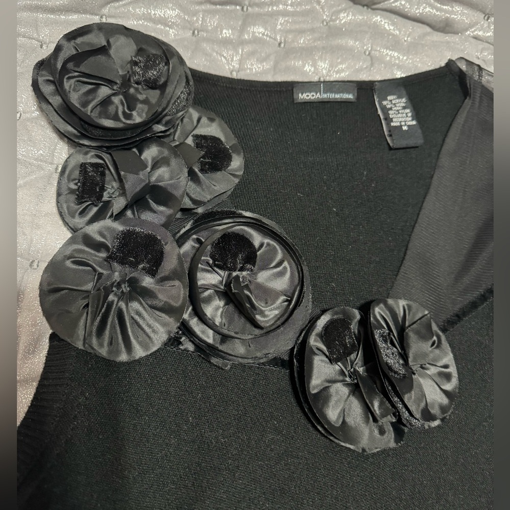 Beautiful one of a kind top with flowers embellishment like new